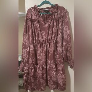 Eloquii Floral Maroon Dress